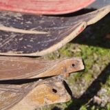 3 pairs of old skis
