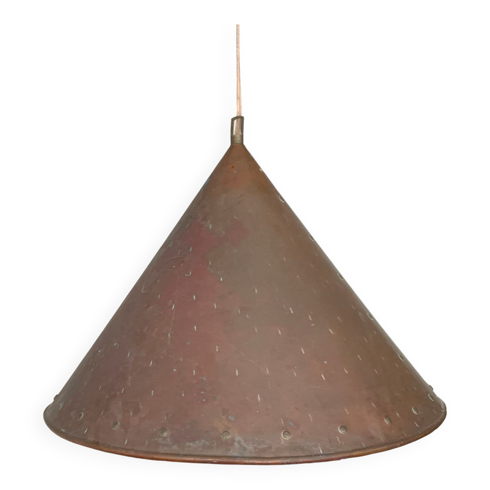 Brutalist pendant lamp, hand-hammered copper, E.S Horn Aalestrup, Denmark 1950-60