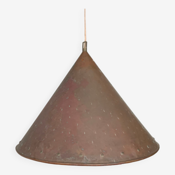 Brutalist pendant lamp, hand-hammered copper, E.S Horn Aalestrup, Denmark 1950-60