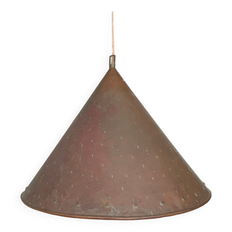 Brutalist pendant lamp, hand-hammered copper, E.S Horn Aalestrup, Denmark 1950-60