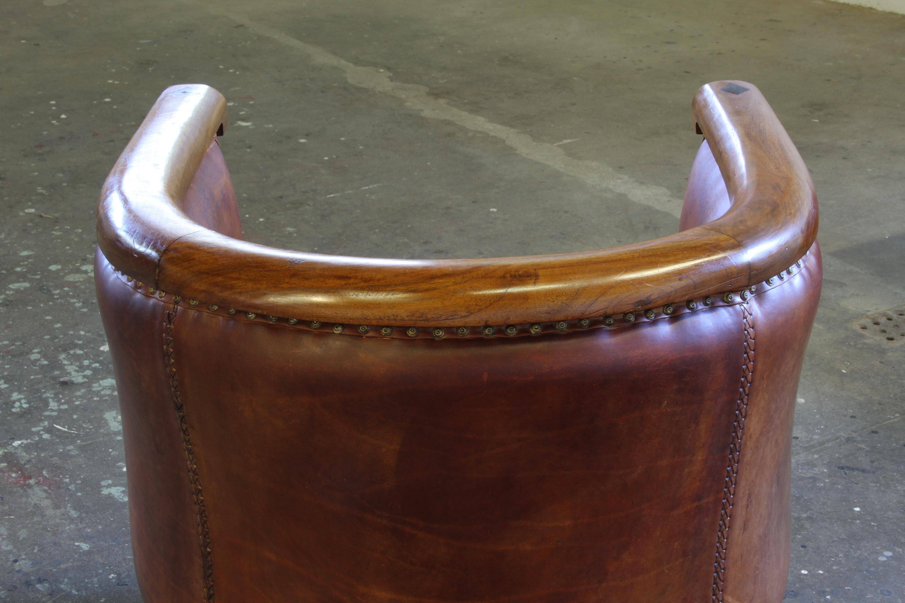 Vintage pair of 20th century Danish Leather Chairs, ca. 1930s