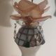 Creation of a rose on stained glass with pendants and opaline.