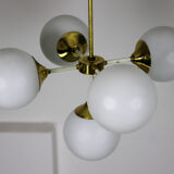 Lustre en laiton à 5 bras du milieu du siècle