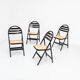 4 Vintage Wood Folding Chairs with Cane Seating