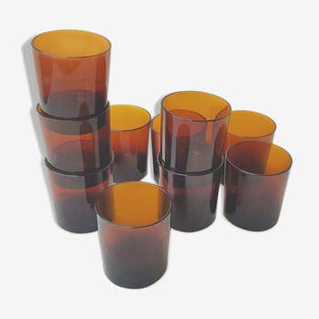 Set de 11 verres couleur ambre