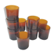 11 amber-coloured glasses