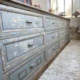 XXL walnut trade counter with multiple drawers