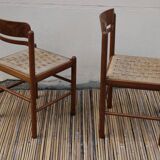 Pair of wooden and rope chairs