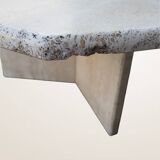 Octagonal coffee table in travertine