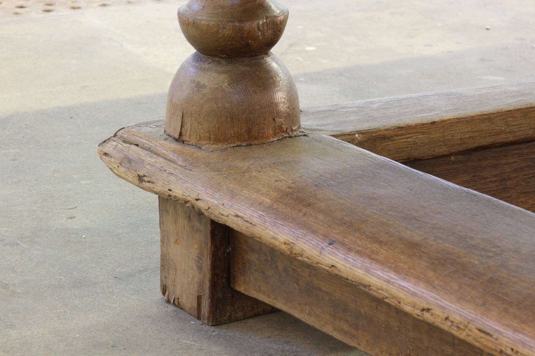 Antique Nordic Baroque Oak Table, Dated 1807