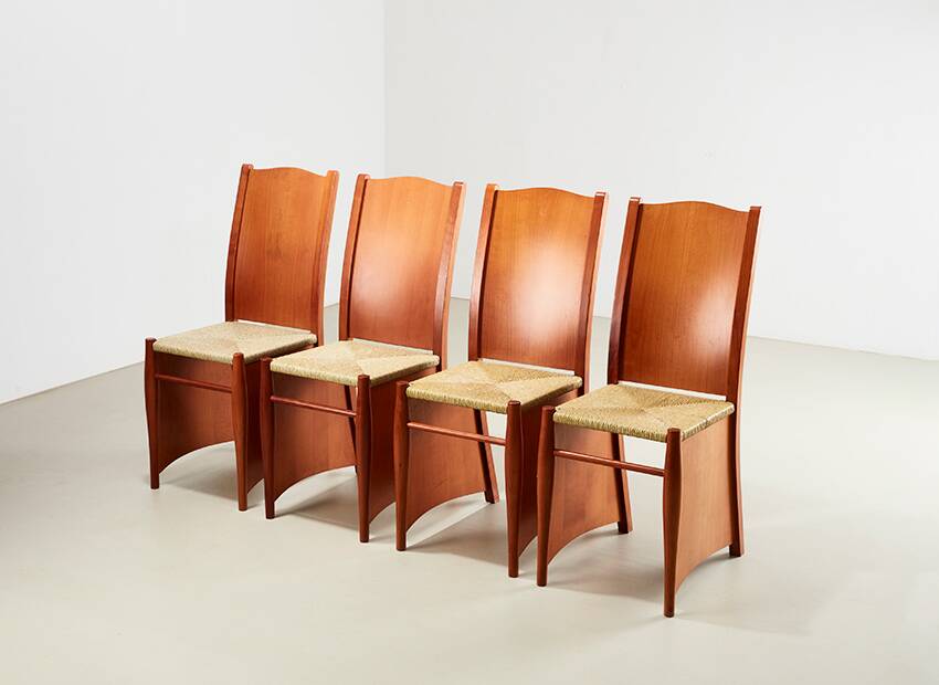 Philippe Starck Set of 4 Bob Dubois Dining Chairs for Driade Aleph Italy 1987