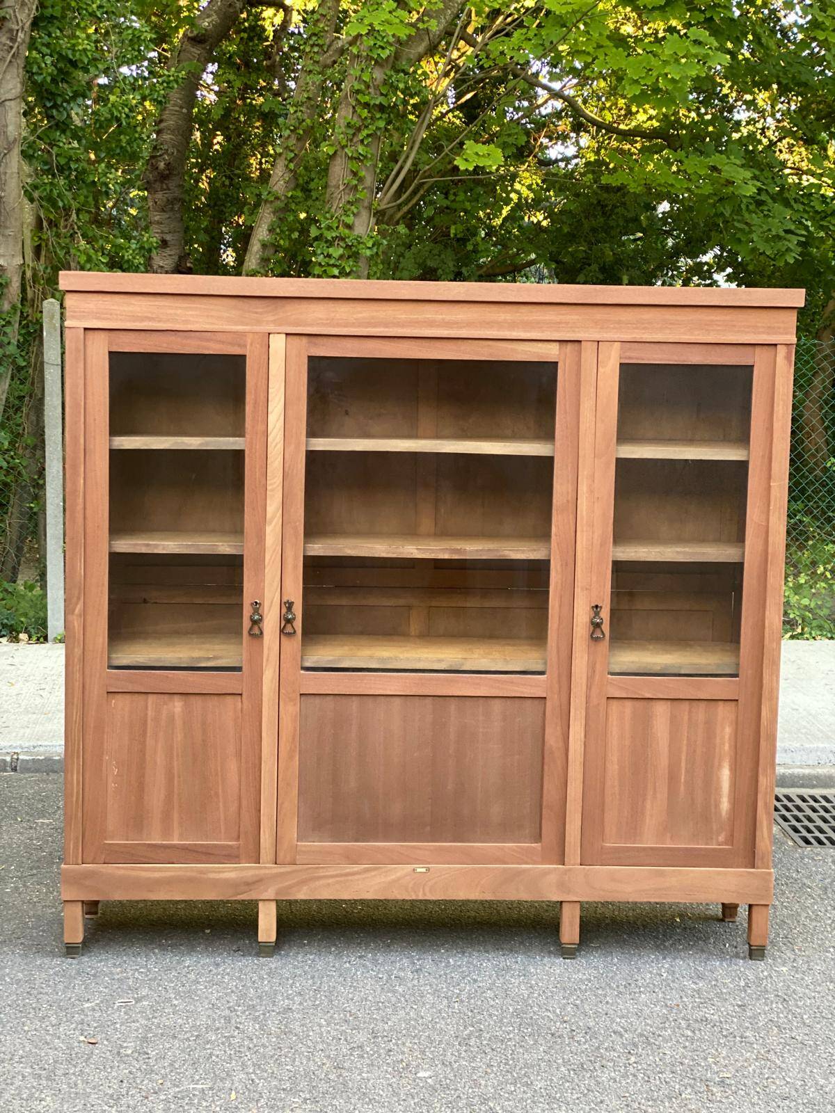Large Art Deco Display Library stripped in solid mahogany 1930 200cm