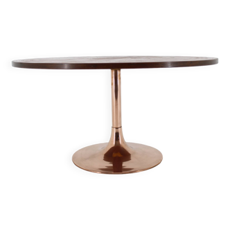 Table basse ronde en cuivre des années 1960, Danemark