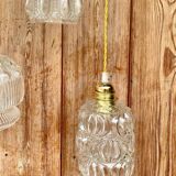 Suspension globe en verre structuré vintage