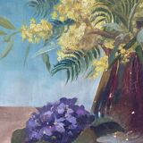 Painting on wood, mimosas, Belli