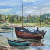 Huile sur toile signée FRAVAL LE DEMAZEL - Bord de Mer - Paimpol