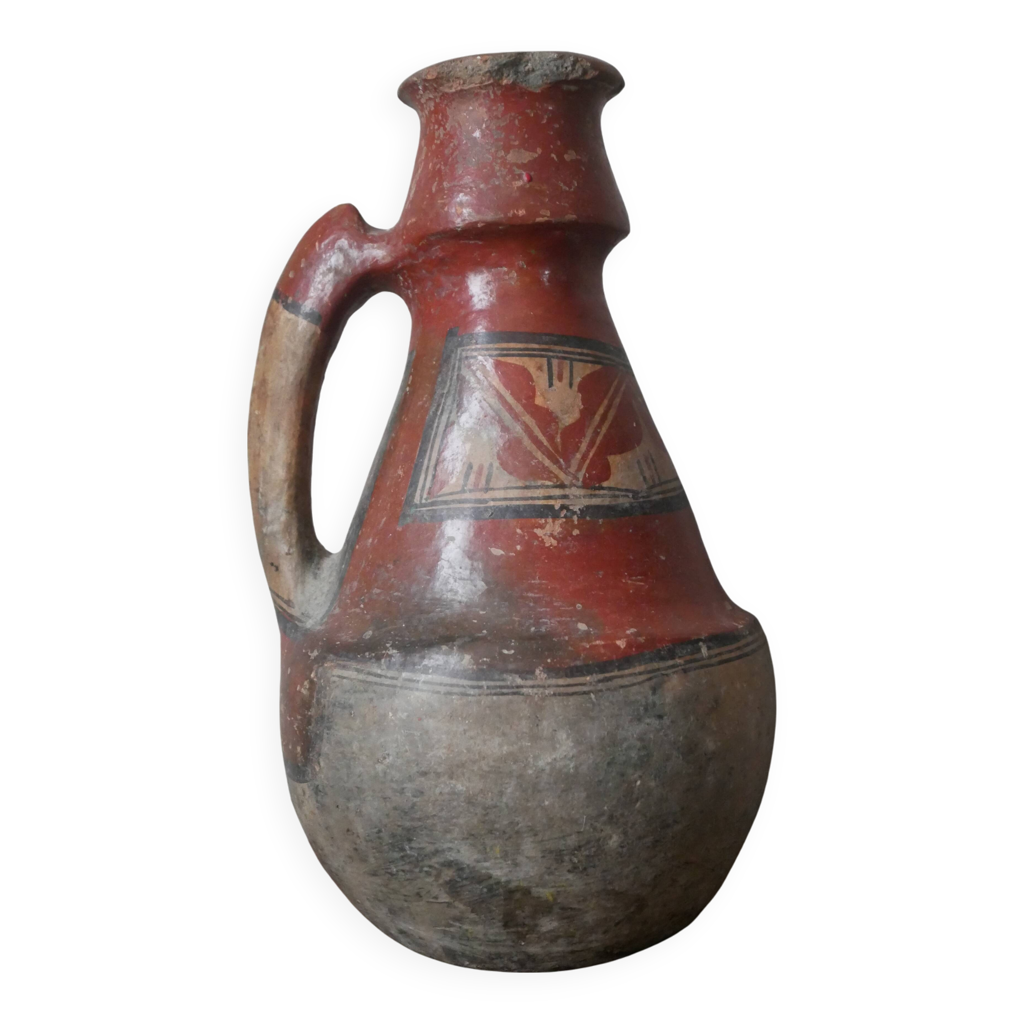 Old Berber pottery handcrafted ethnic tribal antique terracotta