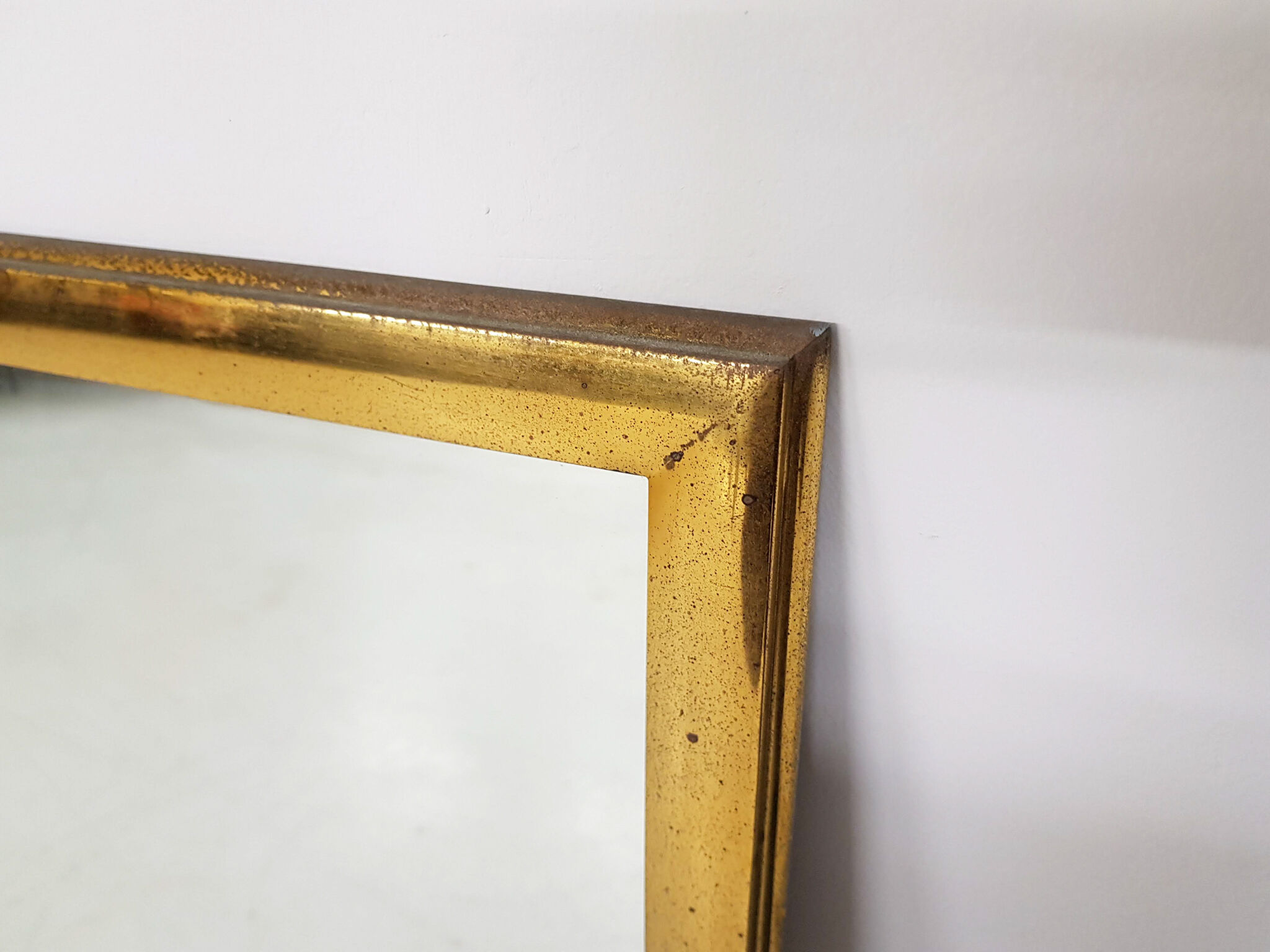 Vintage brass rectangle mirror