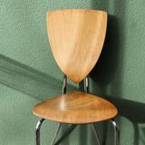 Set of two pairs of vintage 1970s chairs, in chrome metal and beech.