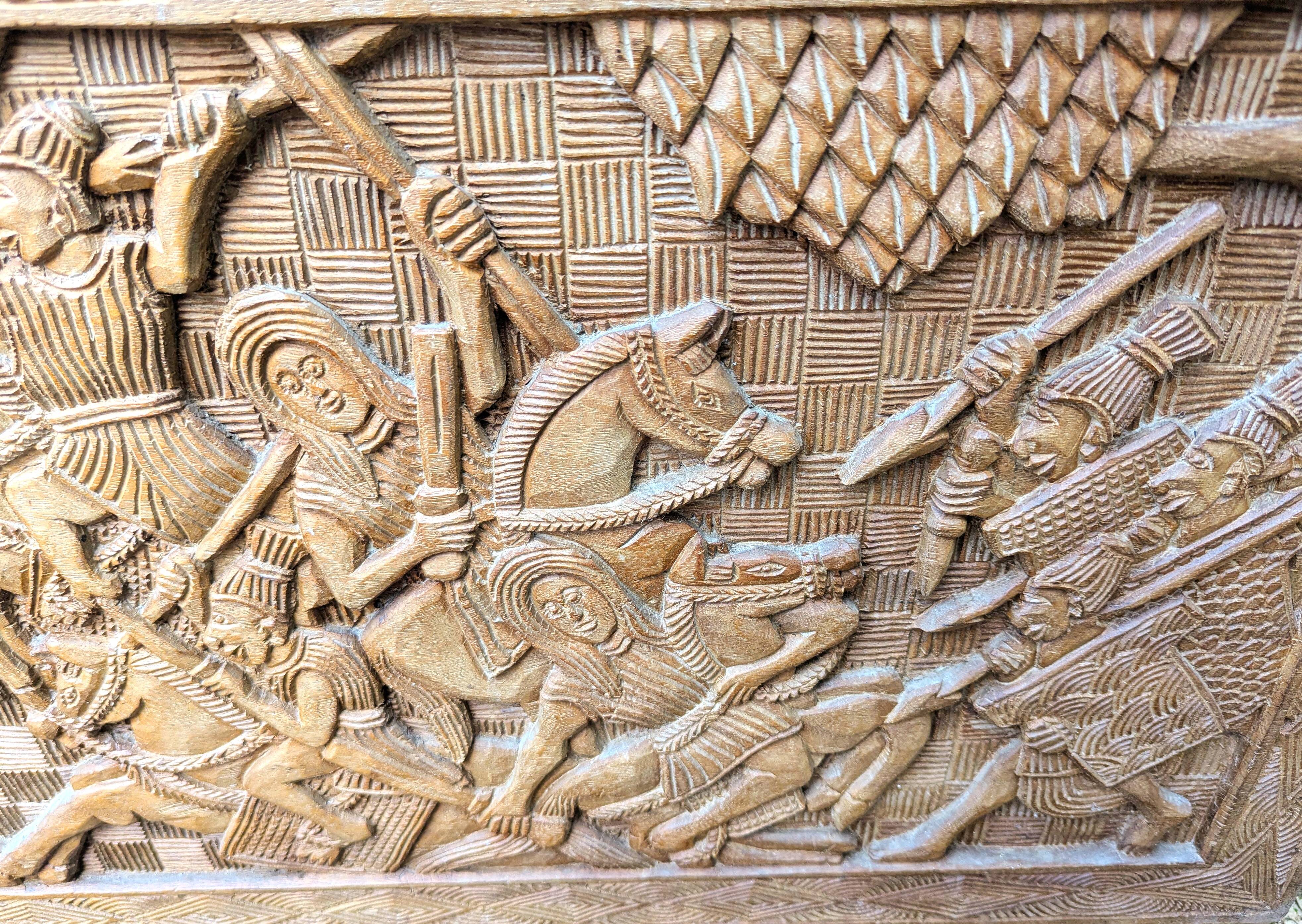 Antique Large Exotic Wood Chest Carved Africa