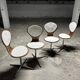 Suite de 4 chaises vintage bois cintré et palissandre. Allemagne, années 60