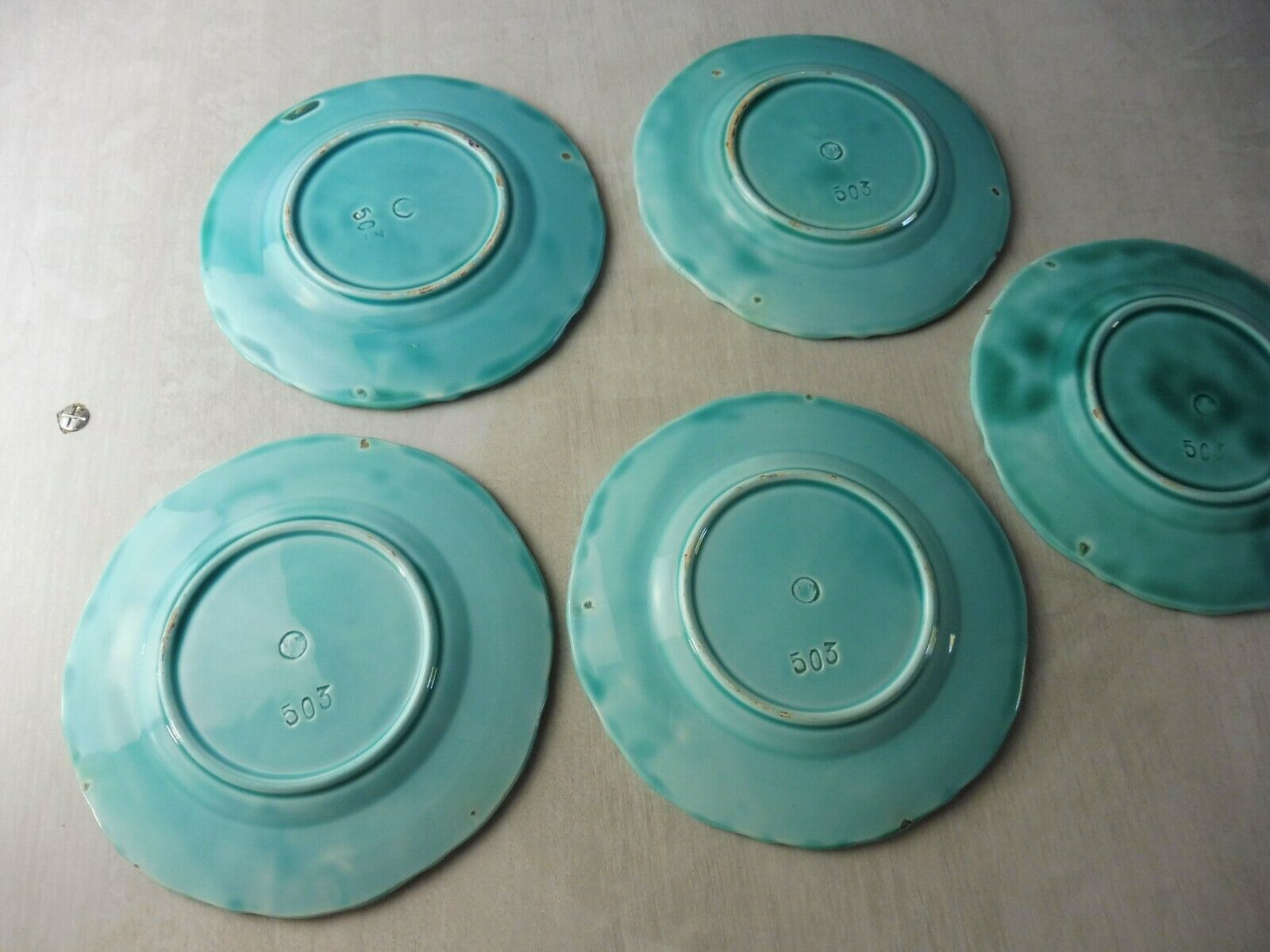 Lot of old majolica plates, flower décor, from Villeroy & Boch