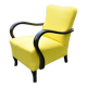 Art Deco armchair in yellow and black, made of painted wood and cotton, high back, 1920s.
