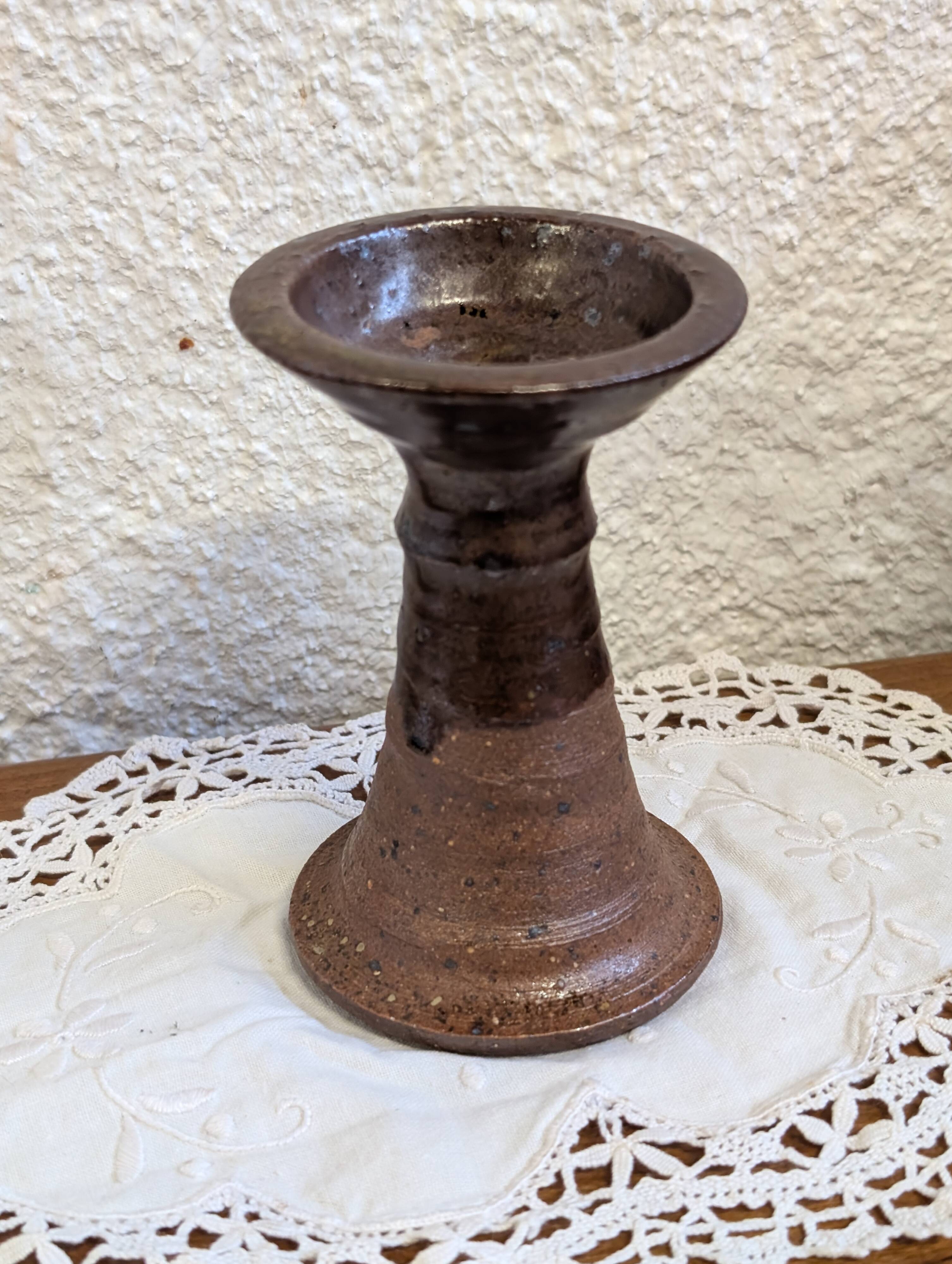 Vintage stoneware candlestick