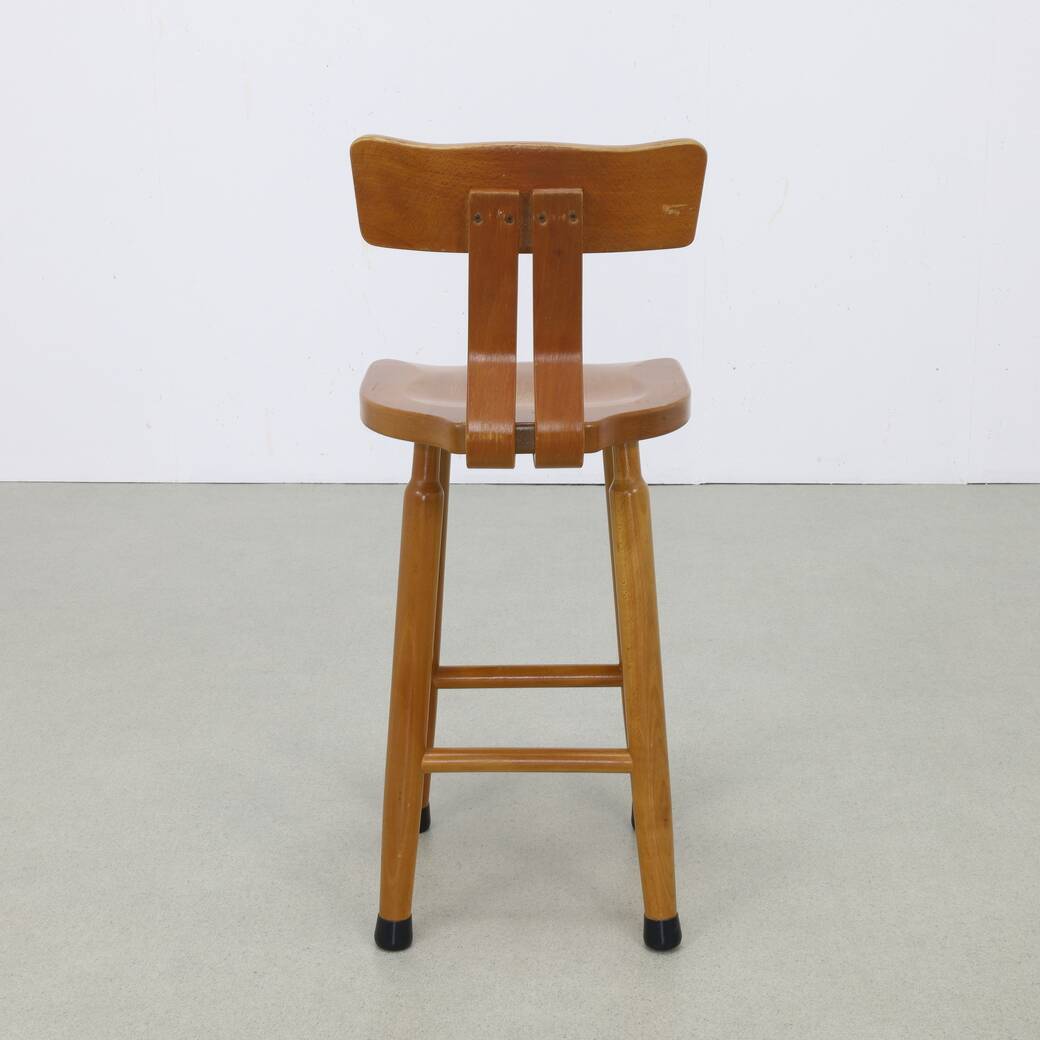 Lot de 4 tabourets de bar vintage en bois