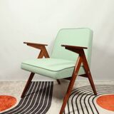 Vintage armchair in natural wool, Le vertu menthe, by Chierowski