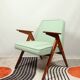 Vintage armchair in natural wool, Le vertu menthe, by Chierowski