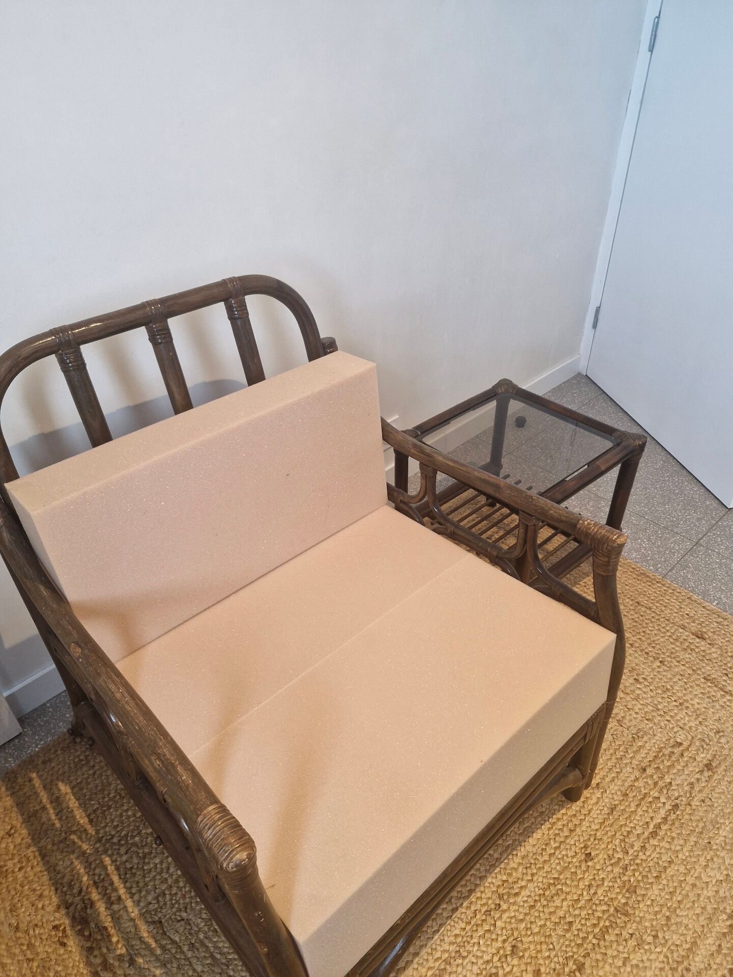 Rattan armchair and table
