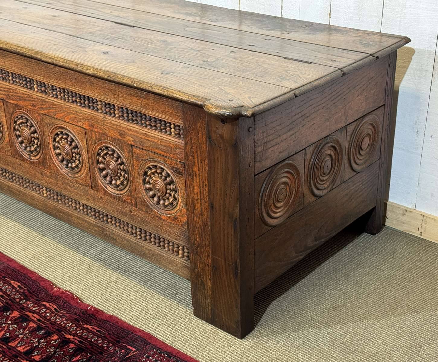 18th-century Breton chestnut bank bench