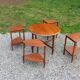 Coffee table nesting tables in cherry wood in classic style from the 60s/70s