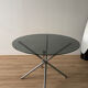 Table à manger plateau verre pieds chrome année 70