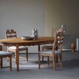 Set of 4 "Razorblade" high back chairs in oak & boucle, Henning Kjærnulf, 1960s