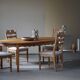 Set of 4 "Razorblade" high back chairs in oak & boucle, Henning Kjærnulf, 1960s