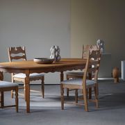 Set of 4 "Razorblade" high back chairs in oak & boucle, Henning Kjærnulf, 1960s