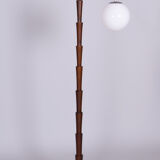 Lampadaire cubisme tchèque restauré, hêtre, acier chromé, Tchéquie, années 1920