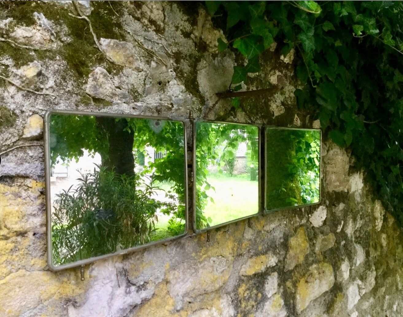 Triptych barber mirror 104x27 cm