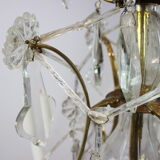 Lustre en laiton et pampilles polies de France vers les années 1920