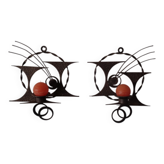 Brutalist Iron Candleholders by Henrik Horst, Denmark, 1960s, Set of 2