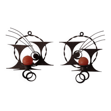 Brutalist Iron Candleholders by Henrik Horst, Denmark, 1960s, Set of 2