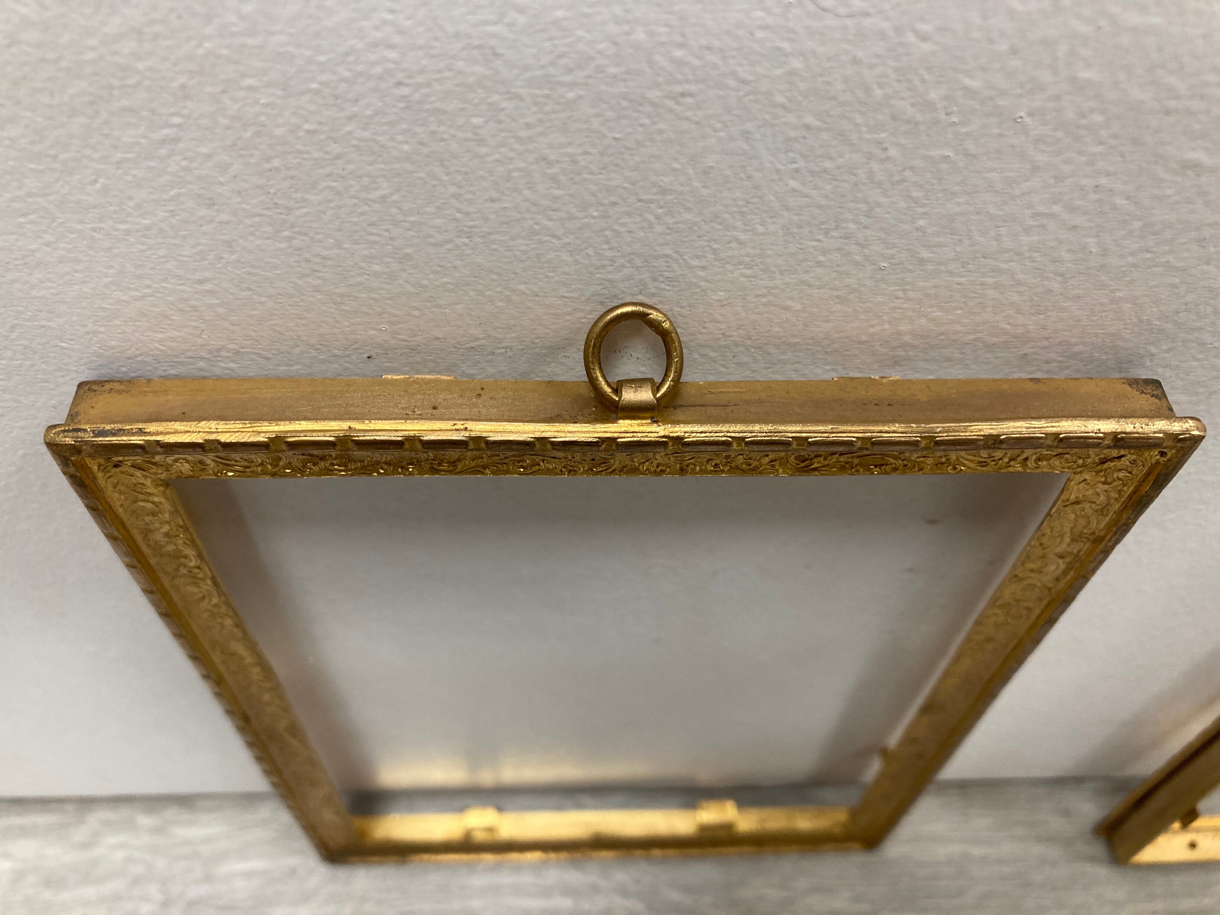 Pair of gold brass frames
