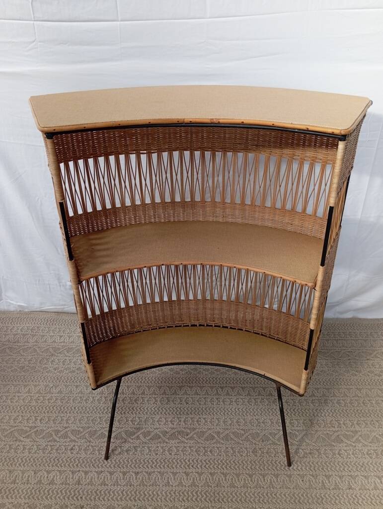 1960s rattan and metal bar counter