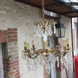 Lustre bronze et cristal 8 branches
