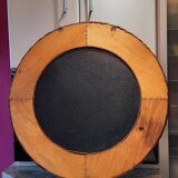 Round mirror in woven rattan, 1970s