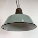 Industrial Petrol Enamel Factory Lamp with Cast Iron Top, 1960s