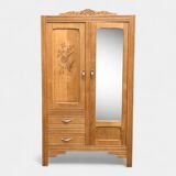 Parisian art deco hotel wardrobe in solid raw oak 1930