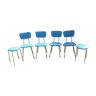 Lot of chairs and blue rockabilly stools